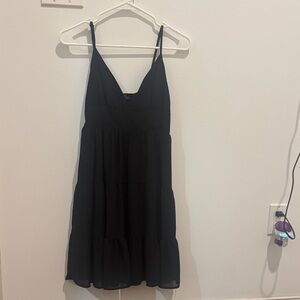 HYFVE Elegant Black Tiered Mini Dress